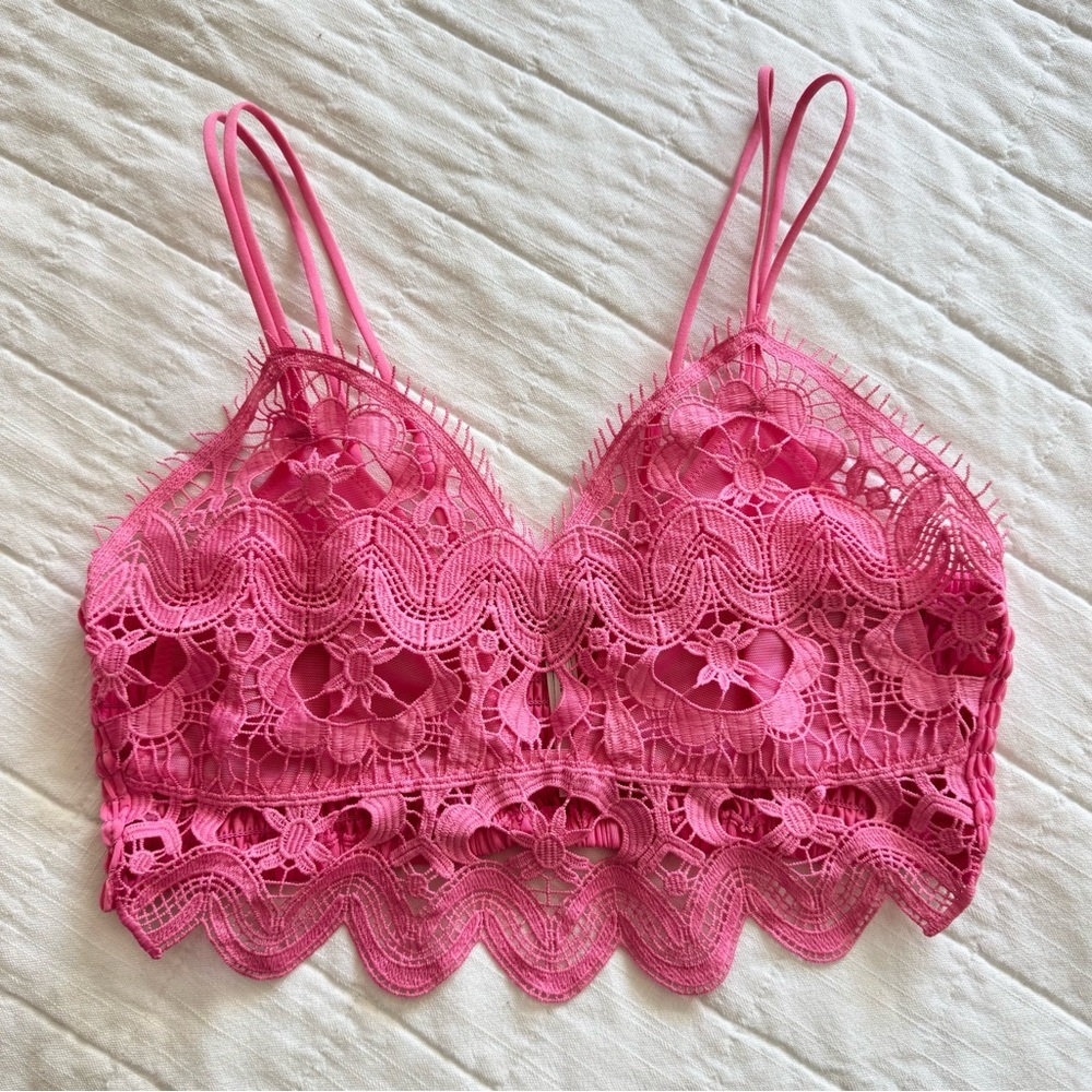 Anthropologie Viviette Lace Festival Bra Top in Pink - Picture 6 of 10